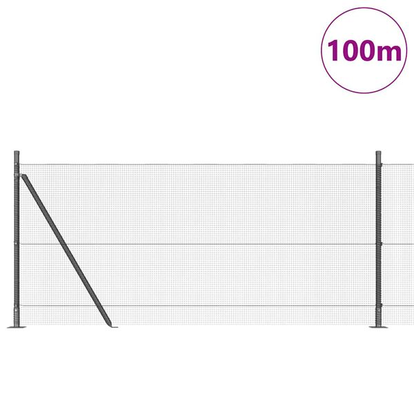 vidaXL Gir&eth;ingarp&oacute;stur Gr&aacute;r 100 x 1 m (12 x 12 mm net) St&aacute;l og PVC