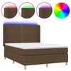 vidaXL H&oacute;lfa&eth; Springr&uacute;m me&eth; D&yacute;nu&LED D&ouml;kkbr&uacute;nn 140x190cm Tauefni