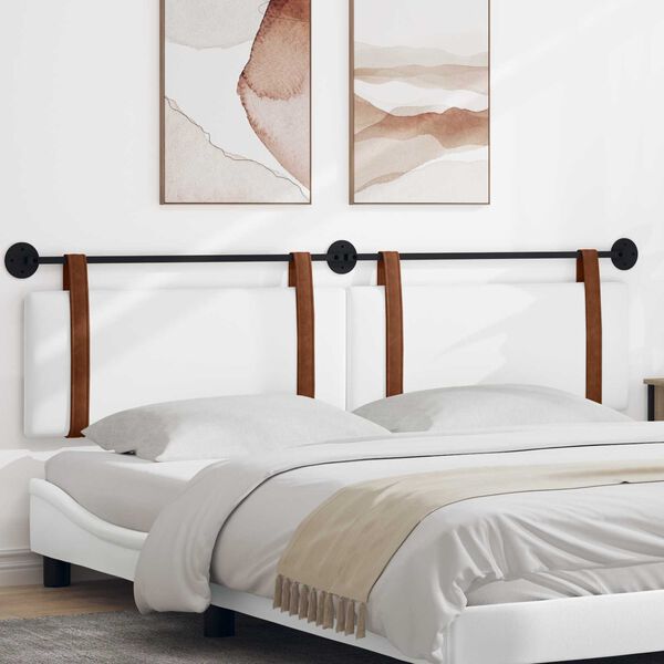 vidaXL Hengisk&aacute;li Vegghengt Einlita Hv&iacute;t 210 x 55 x 5 cm Forn PU