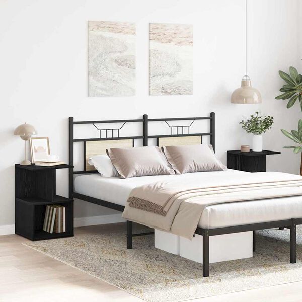 vidaXL Noat&ouml;flu sk&aacute;pur 2 pcs Svartur Eik 35 x 35 x 55 cm