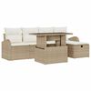 vidaXL Gar&eth;s&oacute;fa sett me&eth; p&uacute;&eth;i 6 pcs Drapplita&eth;ur Poly rattan
