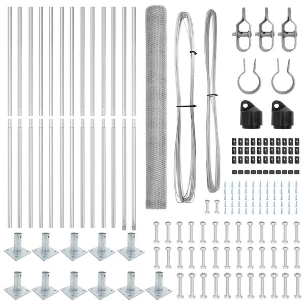 vidaXL Gir&eth;ingarp&oacute;stur Silfur 25 x 1,4 m (25 mm net) St&aacute;l
