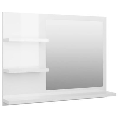 805012 vidaXL Bathroom Mirror High Gloss White 60x10,5x45 cm Chipboard