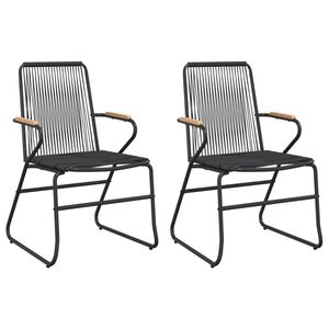 vidaXL Garðstólar 2 stk. Svartir 58x59x85,5 PVC Rattan