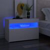 vidaXL N&aacute;ttbor&eth; me&eth; LED Lj&oacute;sum Hv&iacute;tt 60x35x40 cm Samsettur Vi&eth;ur