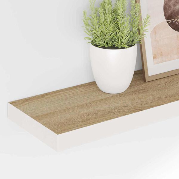 vidaXL Vegghengd Hilla Eikarlitu&eth; & Hv&iacute;t 80x23,5x3,8 cm MDF