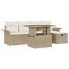 vidaXL Gar&eth;s&oacute;fa sett me&eth; p&uacute;&eth;i 6 pcs Drapplita&eth;ur Poly rattan