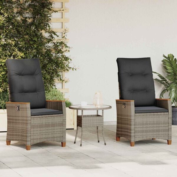 vidaXL Upphafandi Gar&eth;st&oacute;ll Gr&aacute;r og d&ouml;kkgr&aacute;r 64 x 57,5 x 112 cm