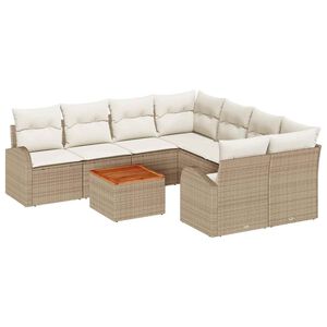 vidaXL Gar&eth;s&oacute;fa sett 9 pcs Drapplita&eth;ur Poly rattan