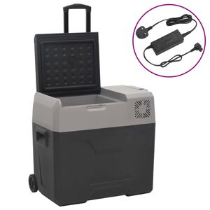 vidaXL kælibox með hjóli og millistykki Black&Grey 30 L pólýprópýlen