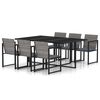 vidaXL 7 Parta Gar&eth;bor&eth;stofusett me&eth; P&uacute;&eth;um P&oacute;l&yacute;rattan Gr&aacute;tt