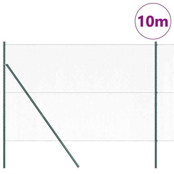 vidaXL Gir&eth;ingarp&oacute;stur Gr&aelig;nn 10 x 1,6 m (13 mm net) St&aacute;l og PVC
