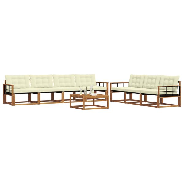 vidaXL &Uacute;ti s&oacute;fasett me&eth; p&uacute;&eth;i 8 pcs N&aacute;tt&uacute;rulegt og Krem