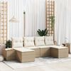 vidaXL Gar&eth;s&oacute;fa sett me&eth; p&uacute;&eth;i 6 pcs Beige og krem Poly Rattan