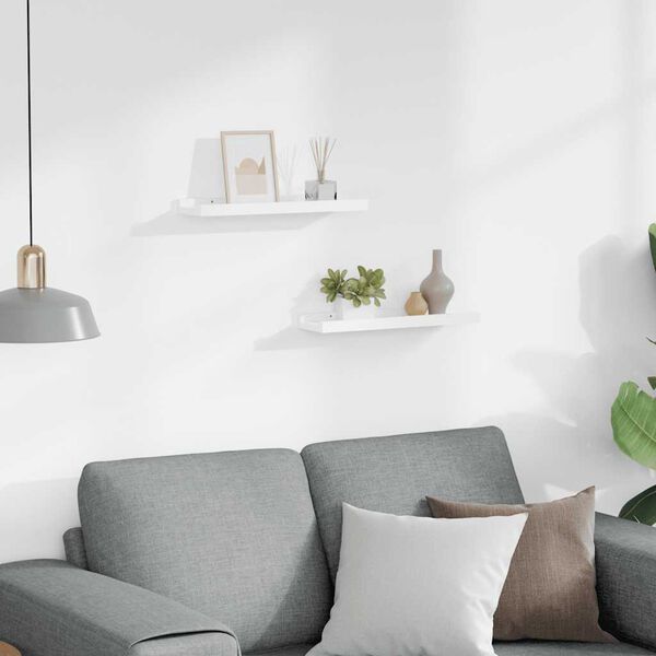 vidaXL Myndarammi Syllu Hillur 2 stk Hv&iacute;tar 40x9x3 cm MDF