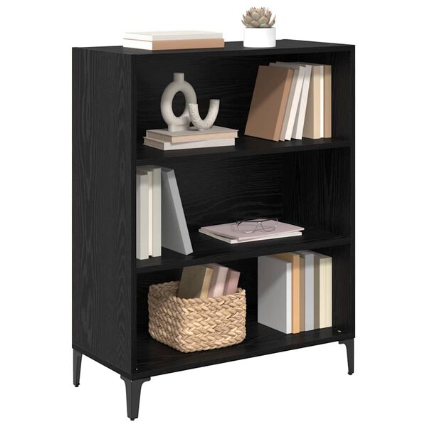 vidaXL Vi&eth;beinteyfla Svartur Eik 69,5 x 32,5 x 90 cm Samsettur vi&eth;ur