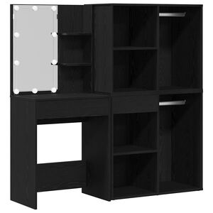 vidaXL LED Kl&aelig;&eth;skaparbor&eth; sett me&eth; hillu Svartur Eik 140 x 40 x 140 cm