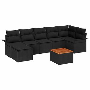 vidaXL Gar&eth;s&oacute;fa sett me&eth; geymslu 8 pcs Svartur p&oacute;l&yacute;rattan