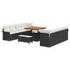 vidaXL Gar&eth;s&oacute;fa sett me&eth; p&uacute;&eth;i 11 pcs Svartur p&oacute;l&yacute;rattan