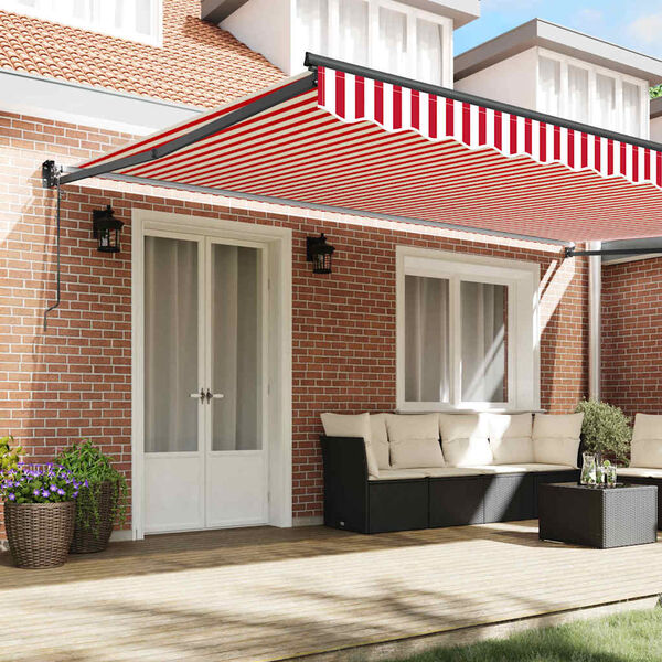 vidaXL H&aelig;gt a&eth; draga saman skyggni Rautt og hv&iacute;tt 500 &times; 300 cm