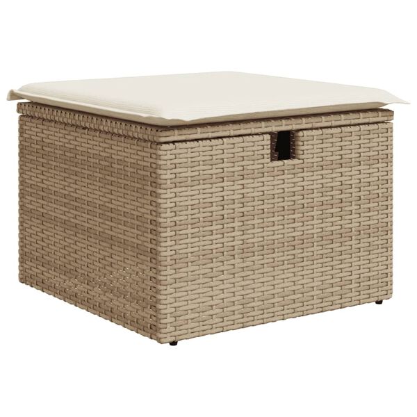 vidaXL Garðborð með Glerplötu Drapplitað 55x55x37 cm Pólýrattan
