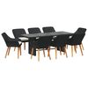 vidaXL Gar&eth;ur bor&eth;sett me&eth; p&uacute;&eth;i 9 pcs Svartur p&oacute;l&yacute;rattan