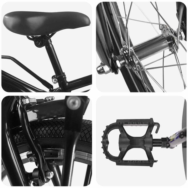 vidaXL Barnahj&oacute;l 18 Tommur fyrir 5-7 &aacute;ra Svartur