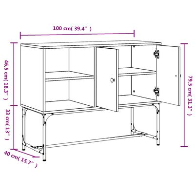 vidaXL Skenkur Grár Sonoma Eik 100x40x79,5 cm Samsettur Viður