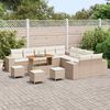 vidaXL Gar&eth;s&oacute;fa sett me&eth; p&uacute;&eth;i 14 pcs Beige og krem p&oacute;l&yacute;rattan