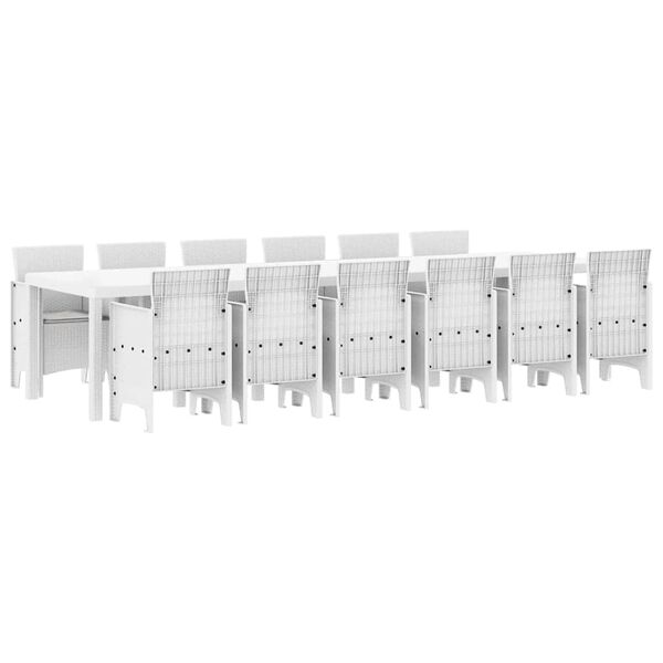 vidaXL Garður borðsett 13 pcs Hvítt Polt rattan