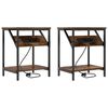 vidaXL Noat&ouml;flu sk&aacute;pur 2 pcs Rau&eth;-eik 38 x 30 x 48 cm Samsettur vi&eth;ur