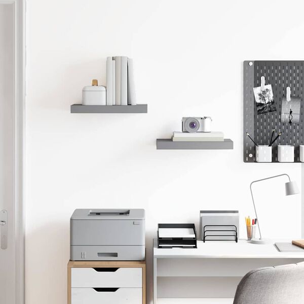 vidaXL Vegghengdar Hillur 2 stk. Gr&aacute;ar 40x23x3,8 cm MDF