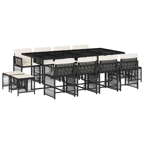 vidaXL 13 Parta Gar&eth;s&oacute;fasett me&eth; Sessum Svart P&oacute;l&yacute;rattan