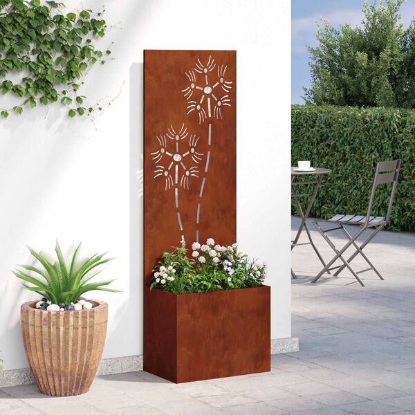 vidaXL Gar&eth;s b&uacute;na&eth; skj&aacute;r Bl&oacute;m Rusty 50 x 32 x 150 cm Ve&eth;ra&eth; st&aacute;l