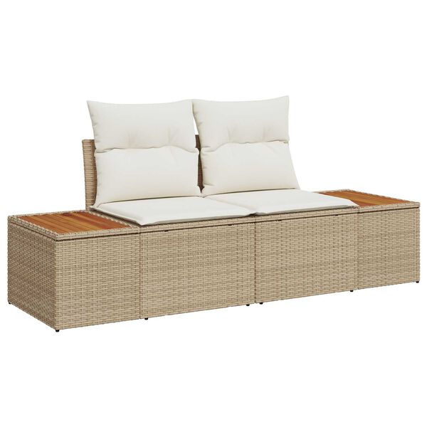 vidaXL Gar&eth;s&oacute;fa sett me&eth; p&uacute;&eth;i 5 pcs Beige og krem P&oacute;l&yacute;rattan