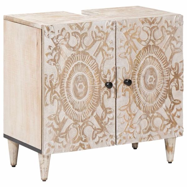 vidaXL Ba&eth;herbergisvaskarsk&aacute;pur Hv&iacute;tt 62 x 33 x 58 cm Hart mang&oacute;tr&eacute;