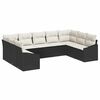 vidaXL Gar&eth;s&oacute;fa sett me&eth; geymslu 9 pcs Svartur og krem p&oacute;l&yacute;rattan