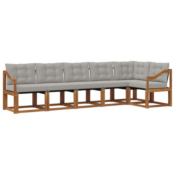 vidaXL &Uacute;ti s&oacute;fasett me&eth; p&uacute;&eth;i 6 pcs N&aacute;tt&uacute;rulegt og Lj&oacute;st Gr&aacute;tt