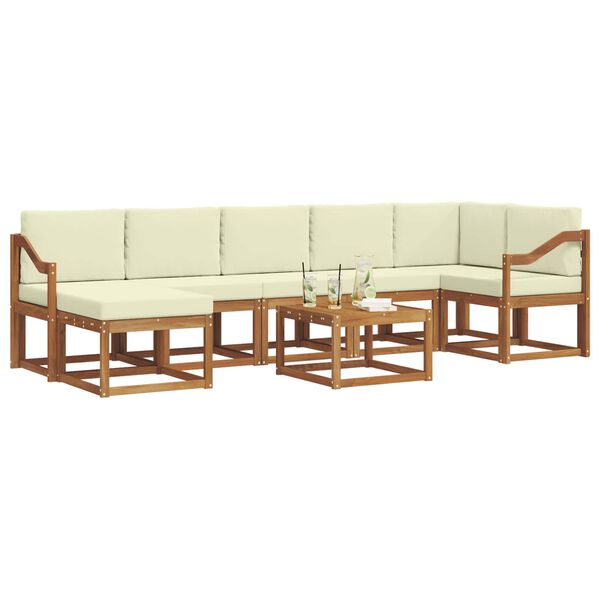 vidaXL &Uacute;ti s&oacute;fasett me&eth; p&uacute;&eth;i 8 pcs N&aacute;tt&uacute;rulegt og Krem