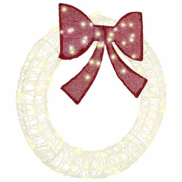 vidaXL Krans me&eth; 80 LED Hl&yacute;r hv&iacute;tur 92 x 92 x 9,5 cm Akr&yacute;l