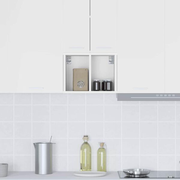 vidaXL Vegghengdur sk&aacute;pur Hv&iacute;tt 30 x 29,5 x 40 cm Samsettur vi&eth;ur