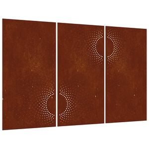 vidaXL Gar&eth;veggskreytingar 3 stk. 105x55 cm Corten St&aacute;l S&oacute;larmynstur