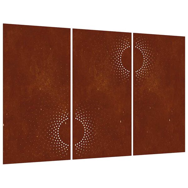 vidaXL Gar&eth;veggskreytingar 3 stk. 105x55 cm Corten St&aacute;l S&oacute;larmynstur
