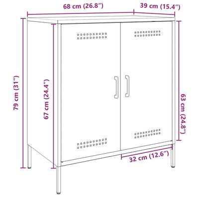 vidaXL Skenkur Reykgrár 68x39x79 cm Stál