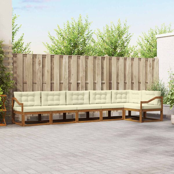 vidaXL &Uacute;ti s&oacute;fasett me&eth; p&uacute;&eth;i 6 pcs N&aacute;tt&uacute;rulegt og Krem