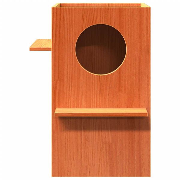 vidaXL Cat House Wax Brún 43x43x60 cm Solid Wood Furu