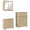 vidaXL Ba&eth;herbergismublasett me&eth; hj&oacute;l 3 pcs Sonoma Eik Samsettur vi&eth;ur
