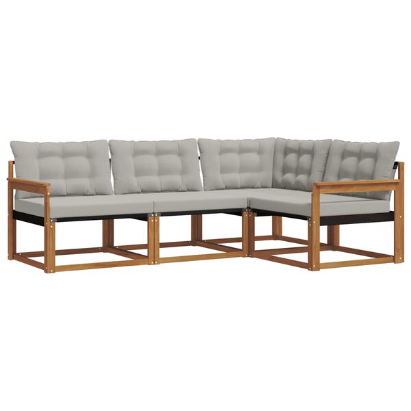 vidaXL &Uacute;ti s&oacute;fasett me&eth; p&uacute;&eth;i 4 pcs N&aacute;tt&uacute;rulegt og Lj&oacute;st Gr&aacute;tt