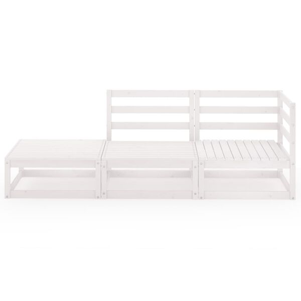 vidaXL 3 Parta Gar&eth;s&oacute;fasett Hv&iacute;tt Gegnheill Furuvi&eth;ur