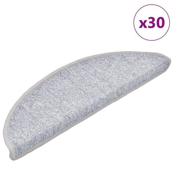 vidaXL Stigamottur 30 stk 56x17x3 cm ljósgrár hálfhringlaga